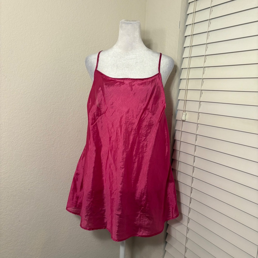 Peruvian Connection Sophia Swing Magenta Pink 100% Silk Camisole‎ Top Sz L